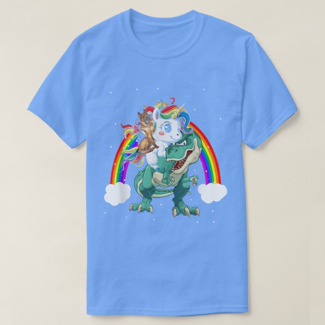 Camiseta Shepherd Dog Unicorn Andando Dinossauro Tre Funny  (Frente do Design)