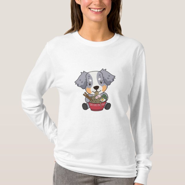 Camiseta Shepherd Eating Ramen Sweet Kawaii (Frente)