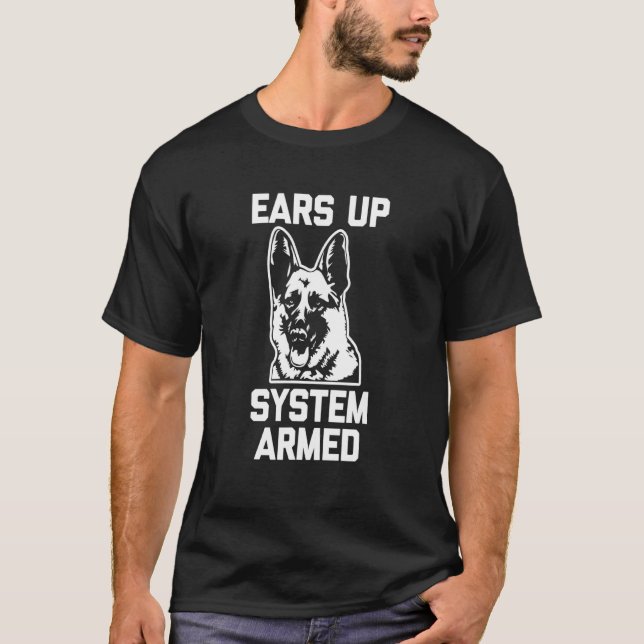 Camiseta Shepherd Eleva o German shepherd armado do sistema (Frente)