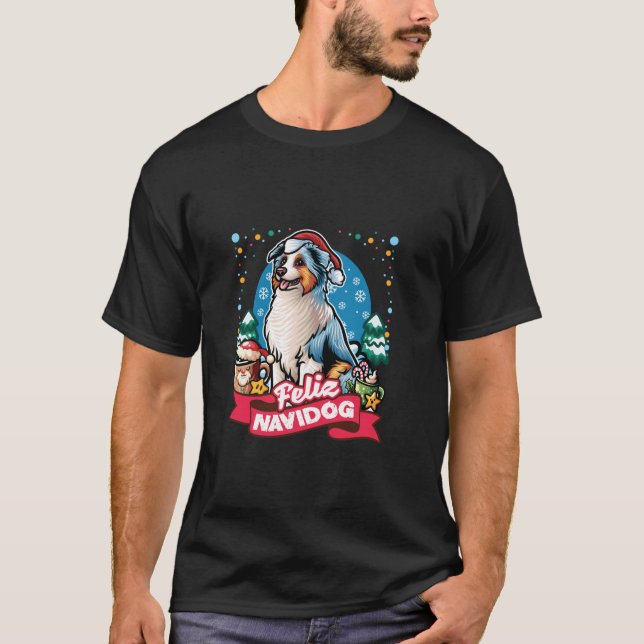 Camiseta Shepherd Santa Claus Feliz C de café café (Frente)