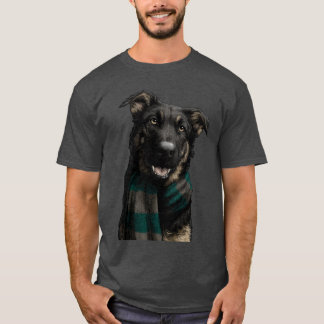 Camiseta Sheprador vestindo um cachecol