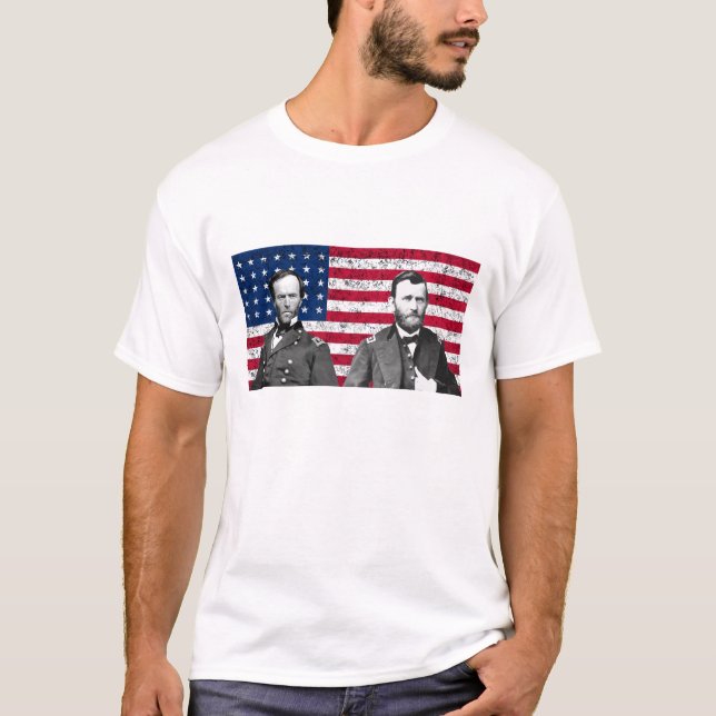 Camiseta Sherman e Grant com a bandeira americana (Frente)