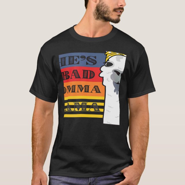Camiseta She's a Bad Momma Llama For Women  Animal  Retro (Frente)