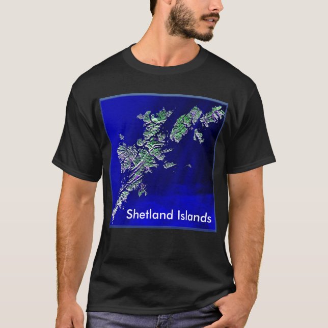 Camiseta Shetland Islands Map Mens Dark Basic T-shirt (Frente)