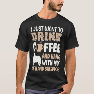 Camiseta Shetland Sheepdog Bebe Café Mão Com Cachorro Mãe
