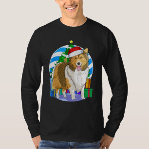 Camiseta Shetland Sheepdog Cachorro-Cachorro Papai noel de