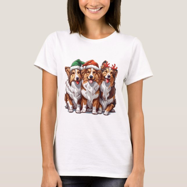 Camiseta Shetland Sheepdog do Natal (Frente)
