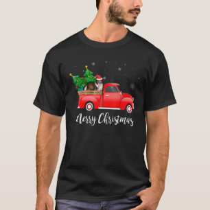 Camiseta Shetland Sheepdog Dog Andando no Red Truck Natal