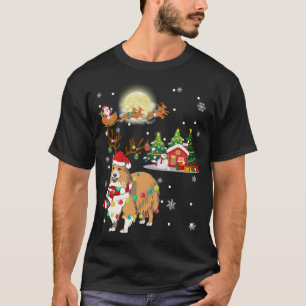 Camiseta Shetland Sheepdog Dog Light Christmas Reindeer Tre