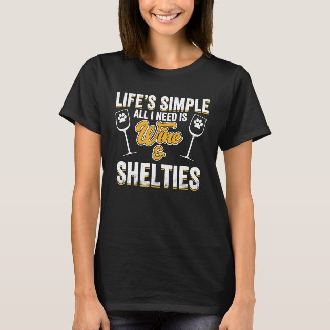 Camiseta Shetland Sheepdog Dog Lover Engraçado Shelny Wine  (Frente)