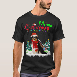 Camiseta Shetland Sheepdog Dog Papai Noel Horas de Natal M