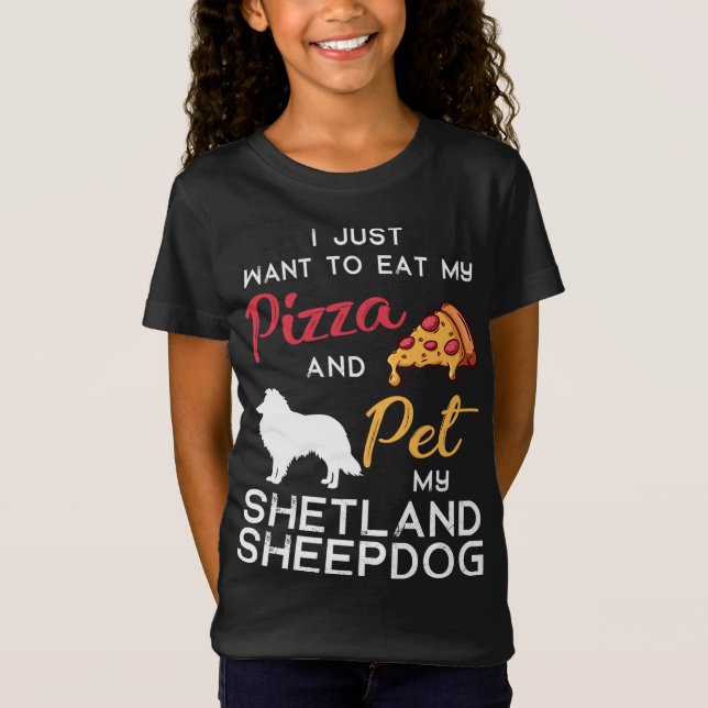 Camiseta Shetland Sheepdog Dog Pizza Proprietário do Xmas B (Frente)