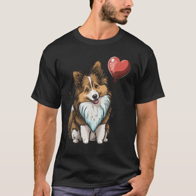 Camiseta Shetland Sheepdog Love Heart Valentines Day on She (Frente)