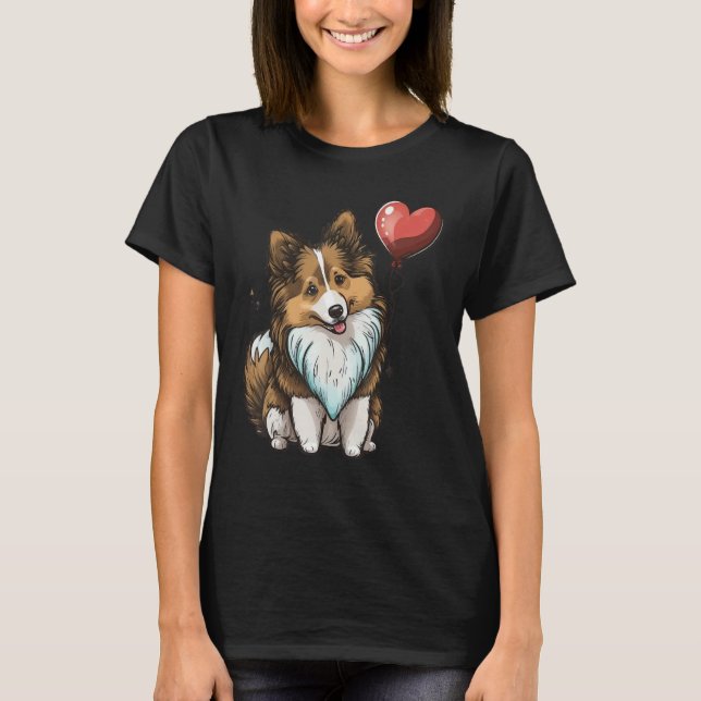 Camiseta Shetland Sheepdog Love Heart Valentines Day on She (Frente)