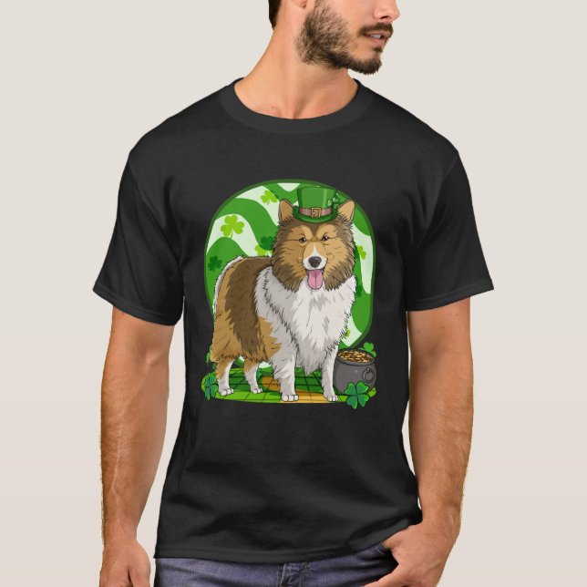 Camiseta Shetland Sheepdog Lucky Leprechaun Dog St Patricks (Frente)