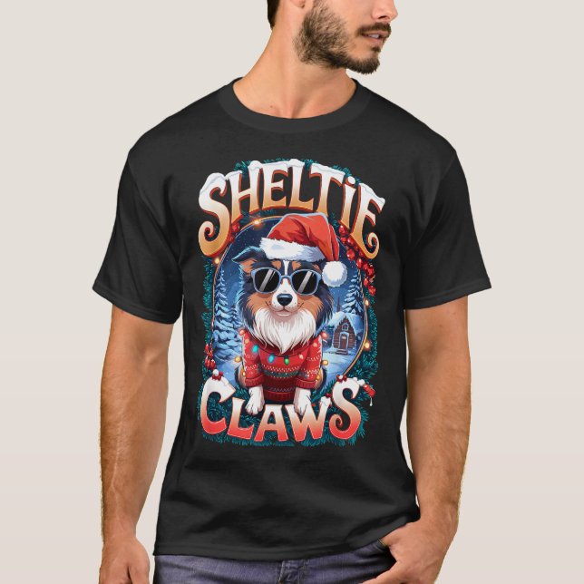 Camiseta Shetland Sheepdog Owner Costume Sheltie Claws Chri (Frente)