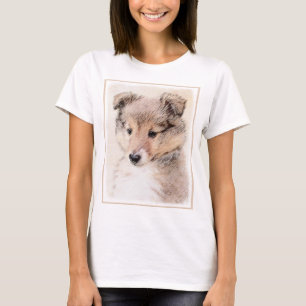 Camiseta Shetland Sheepdog Puppy Pintura Original