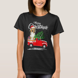 Camiseta Shetland Sheepdog Ride Red Truck no Natal Pajama