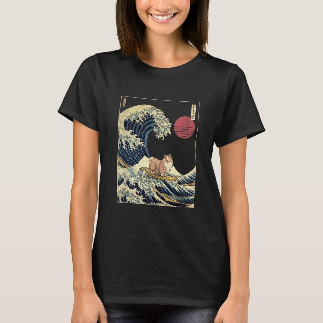 Camiseta Shetland Sheepdog Sheltie Japanese Kanagawa Wave F (Frente)