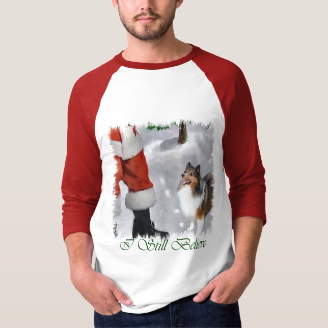 Camiseta Shetland Sheepdog Sheltie presentes de Natal (Frente)