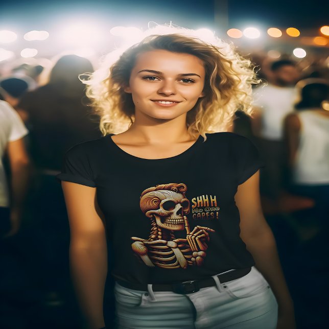 Camiseta SHHH. Ninguém Custa Esqueleto Silencioso (Criador carregado)