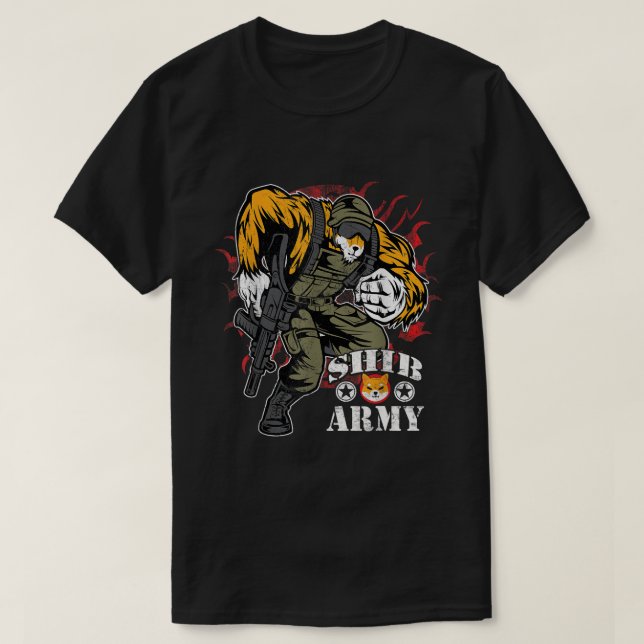 Camiseta SHIB ARMY Shiba Inu Soldier Crypto (Frente do Design)