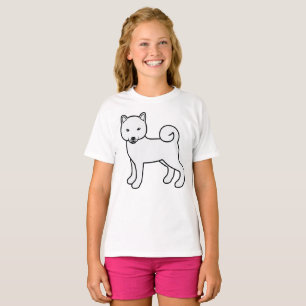 Camiseta Shiba Branco Inu - Cão de Cartoons