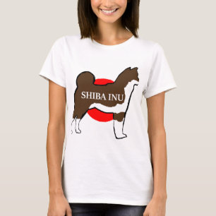 Camiseta shiba em nome da silhueta no sinalizador do Japão