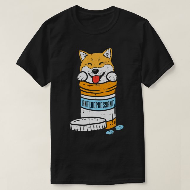 Camiseta Shiba Inu Akita, Antidepressivo Canino M (Frente do Design)