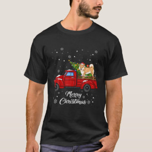 Camiseta Shiba Inu Andando Caminhão Vermelho Merry Xmas Tr