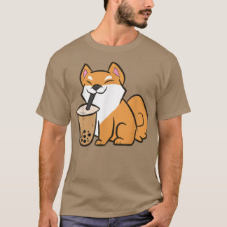 Camiseta Shiba Inu Bebendo Bubble Tea Kawaii Shiba Inu Wit