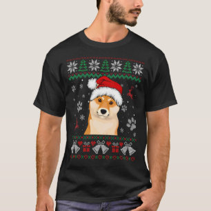 Camiseta Shiba Inu Cachorro de Natal Feio Cachorro Santa Ha