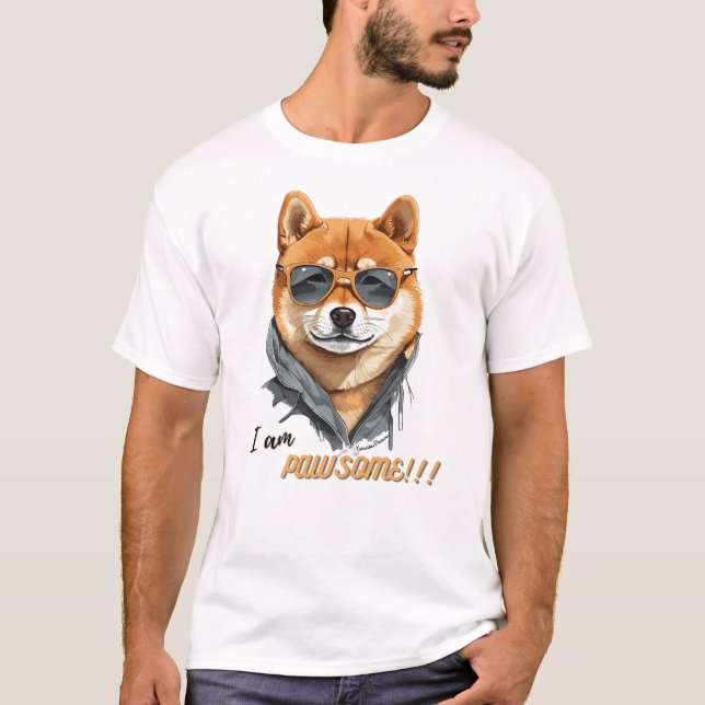 Camiseta Shiba Inu Cachorro Eu sou Pawsome (Frente)
