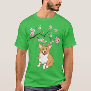 Camiseta Shiba Inu Cachorro Japonês Flor Sakura Blossom