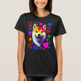 Camiseta Shiba Inu Cachorro Vermelho Azul Coração 1