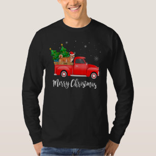 Camiseta Shiba Inu Caminhão Vermelho Árvore de Natal Xmas C