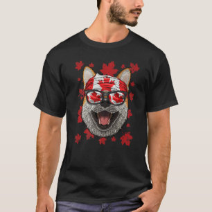Camiseta Shiba Inu Canadense Patriótico Bandeira do Canadá