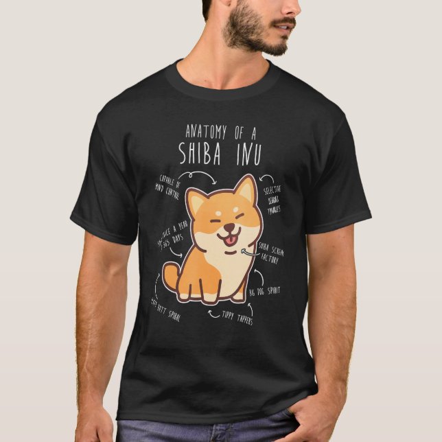 Camiseta Shiba Inu Cão Anatomia Pet Red Shibe Mãe Cachorro  (Frente)