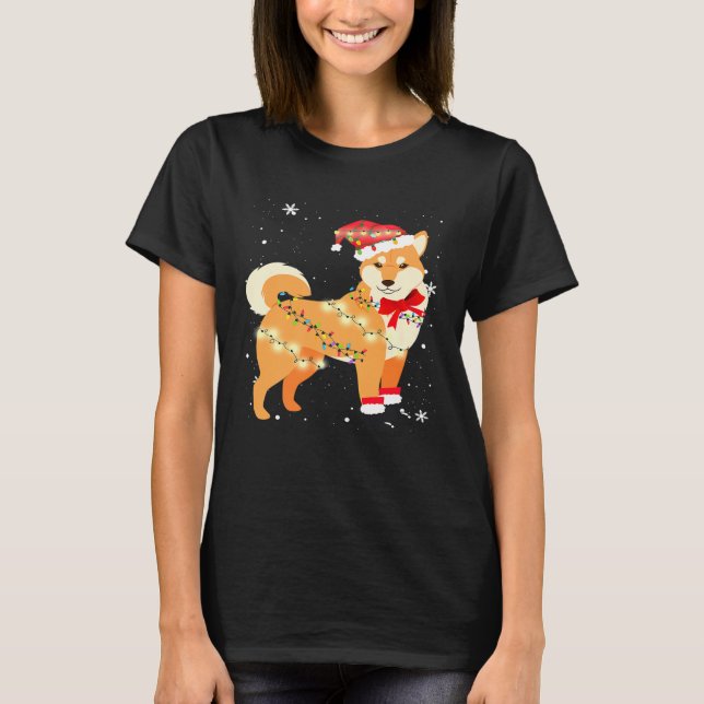 Camiseta Shiba Inu Cão Árvore de Natal Xmas Mãe Pai (Frente)