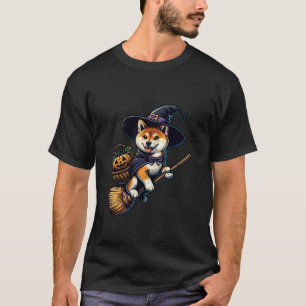 Camiseta Shiba Inu Cão Bruxa Abóbora Cachorro do Dia das Br