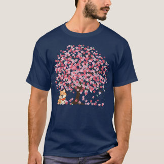 Camiseta Shiba Inu Cão Cachorro Japonês Blossom Sakura