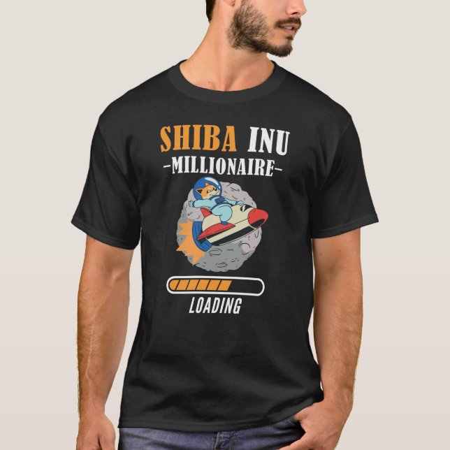 Camiseta Shiba Inu Carregando Moedas Milionárias Hodl (Frente)