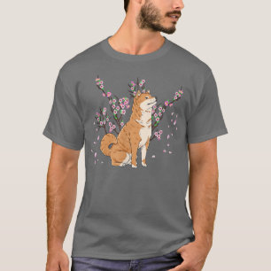 Camiseta Shiba Inu com Belíssimos Saltadores de Cereja Saku