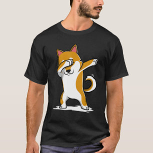 Camiseta Shiba Inu Cute Dabbing T Shirt Engraçado Dance Gif