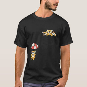 Camiseta Shiba Inu Cute Puppy Jogando Paraquedas em Pocket
