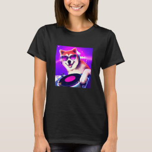 Camiseta Shiba Inu DJ Party Club Disco Jockey Dance