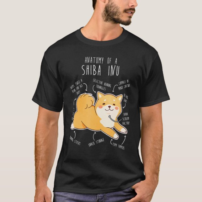 Camiseta Shiba Inu Dog Anatomy  Pet Red Shibe Mom Cute Doge (Frente)