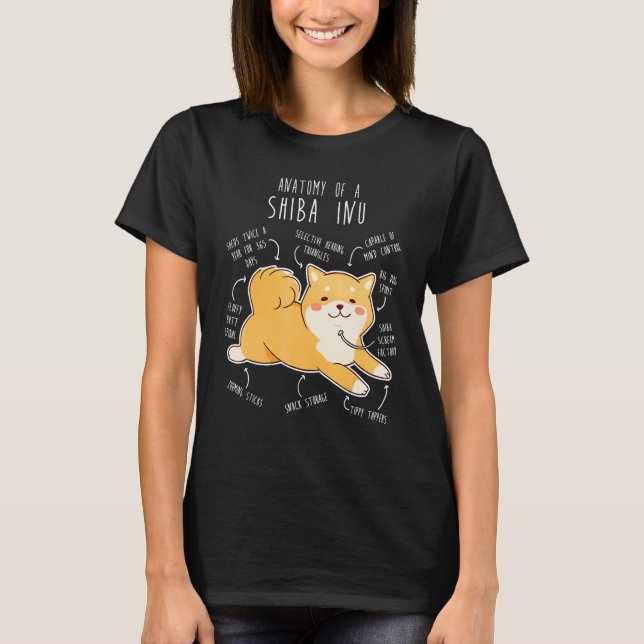 Camiseta Shiba Inu Dog Anatomy  Pet Red Shibe Mom Cute Doge (Frente)