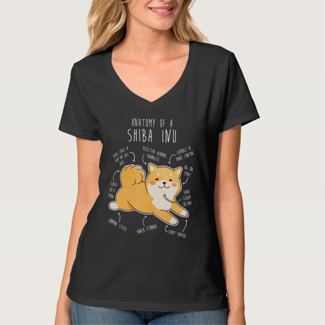 Camiseta Shiba Inu Dog Anatomy  Pet Red Shibe Mom Cute Doge (Frente)