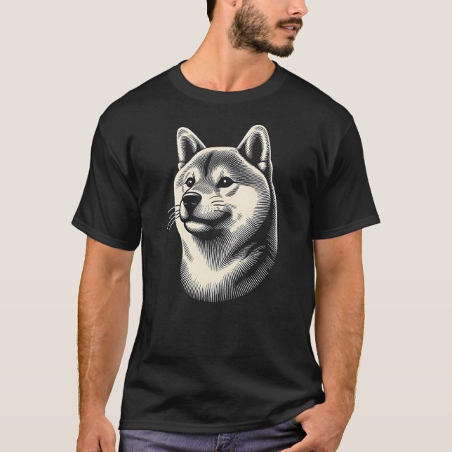 Camiseta Shiba Inu Dog Face Art Design For Women And Men (Frente)